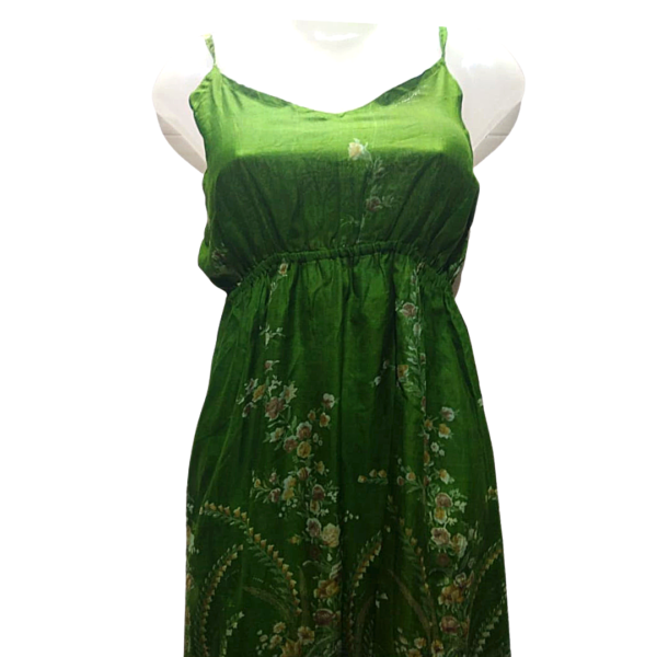 Green Silk Sari Sleeveless Dress