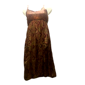 Silk Sari Sun Dress - Brown Mauve